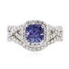 Image 1 : 14KT White Gold 1.41ct Tanzanite and Diamond Wedding Ring Set