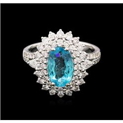 2.05ct Paraiba Tourmaline and Diamond Ring - 18KT White Gold