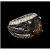 Image 2 : 8.80ct Smoky Quartz and Diamond Ring - 18KT White Gold