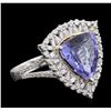 Image 2 : 14KT Two-Tone Gold 6.65ct Tanzanite and Diamond Ring