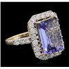 Image 2 : 14KT Yellow Gold 6.93ct Tanzanite and Diamond Ring
