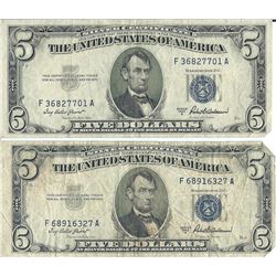 1934 $5 Silver Certificate Currency Lot of 2