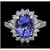Image 1 : 14KT White Gold 3.63ct Tanzanite and Diamond Ring