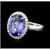 Image 2 : 14KT White Gold 7.98ct Tanzanite and Diamond Ring