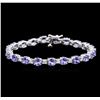 Image 1 : 9.45ctw Tanzanite and Diamond Bracelet - 14KT White Gold