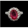 Image 1 : 4.70ct Ruby and Diamond Ring - 14KT White Gold
