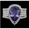 Image 1 : 14KT White Gold 4.81ct Tanzanite and Diamond Ring