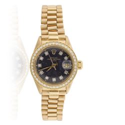 Rolex Date 18KT Yellow Gold 0.52ctw Diamond Ladies Watch