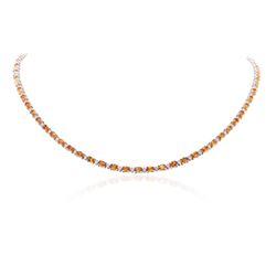 14KT White Gold 14.30ctw Orange Sapphire and Diamond Necklace