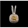 Image 1 : 0.39ctw Fancy Yellow Diamond Pendant - 14KT Two-Tone Gold