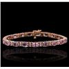 Image 1 : 14KT Rose Gold 17.25ctw Pink Sapphire and Diamond Bracelet