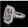 Image 2 : 14KT White Gold 1.21ctw Alexandrite, Paraiba and Diamond Ring