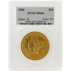 1904 PCGS MS64 $20 Liberty Head Double Eagle Gold Coin