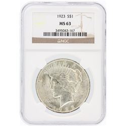 1923 NGC MS63 Peace Silver Dollar
