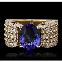 14KT Yellow Gold 2.24ct Tanzanite and Diamond Ring