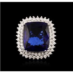 14KT White Gold GIA Certified 43.23ct Tanzanite and Diamond Ring