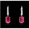 Image 1 : 18KT White Gold 3.65ctw Ruby and Diamond Earrings