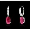 Image 2 : 18KT White Gold 3.65ctw Ruby and Diamond Earrings