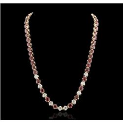 14KT Yellow Gold 10.56ctw Ruby and Diamond Necklace