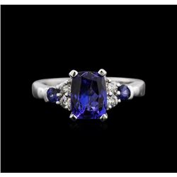 1.78ct Tanzanite, Blue Sapphire and Diamond Ring - 14KT White Gold