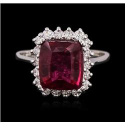 14KT White Gold 3.20ct Pink Tourmaline and Diamond Ring