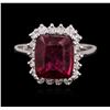 Image 1 : 14KT White Gold 3.20ct Pink Tourmaline and Diamond Ring