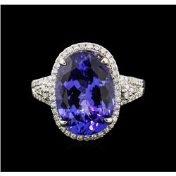 8.68ct Tanzanite and Diamond Ring - 18KT White Gold