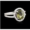 Image 2 : 14KT White Gold 2.06ct Green Tourmaline and Diamond Ring