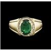 Image 1 : 1.92ct Emerald and Diamond Ring - 14KT Yellow Gold
