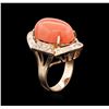 Image 3 : 15.99ct Red Coral and Diamond Ring - 14KT Rose Gold