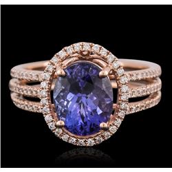 14KT Rose Gold 3.22ct Tanzanite and Diamond Ring