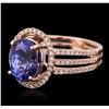 Image 2 : 14KT Rose Gold 3.22ct Tanzanite and Diamond Ring