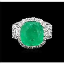 18KT White Gold 7.02ct Emerald and Diamond Ring