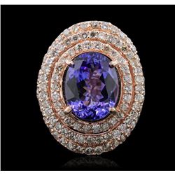 14KT Rose Gold 6.83ct Tanzanite and Diamond Ring