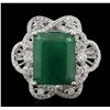 Image 1 : 14KT White Gold 7.31ct Emerald and Diamond Ring