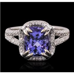 14KT White Gold 3.64ct Tanzanite and Diamond Ring