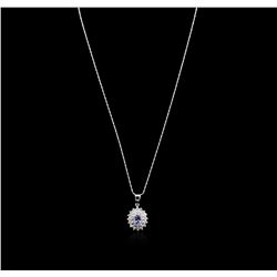 14KT White Gold 0.77ct Tanzanite and Diamond Pendant With Chain