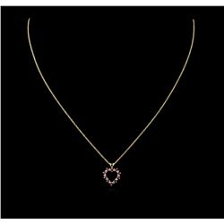 10KT Yellow Gold 0.10ctw Ruby and Diamond Heart Pendant With Chain