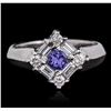 Image 1 : 14KT White Gold 0.33ct Tanzanite and Diamond Ring