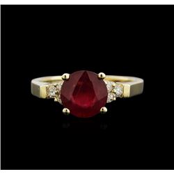 2.08ct Ruby and Diamond Ring - 14KT Yellow Gold