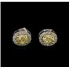 Image 1 : 1.22ctw Yellow Diamond Stud Earrings - 14KT Two-Tone Gold