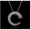 Image 2 : 14KT White Gold 0.31ctw Diamond Pendant With Chain