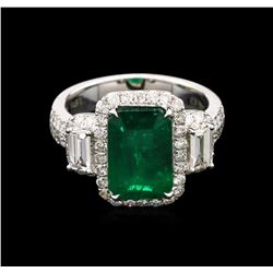 3.57ct Emerald and Diamond Ring - 14KT White Gold