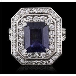 14KT White Gold 4.44ct Sapphire and Diamond Ring