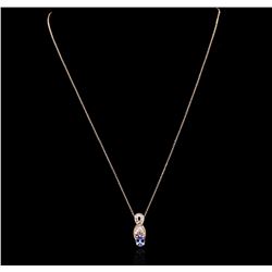 14KT Rose Gold 0.72ct Tanzanite and Diamond Pendant With Chain