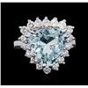 Image 1 : 14KT White Gold 4.62ct Aquamarine and Diamond Ring
