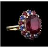 Image 2 : 14KT Yellow Gold 10.42ctw Ruby, Sapphire and Diamond Ring