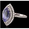 Image 2 : 14KT White Gold 1.88ct Tanzanite and Diamond Ring