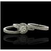 Image 3 : 14KT White Gold 1.87ctw Diamond Ring Wedding Set
