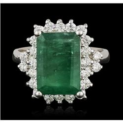 14KT White Gold 5.13ct Emerald and Diamond Ring